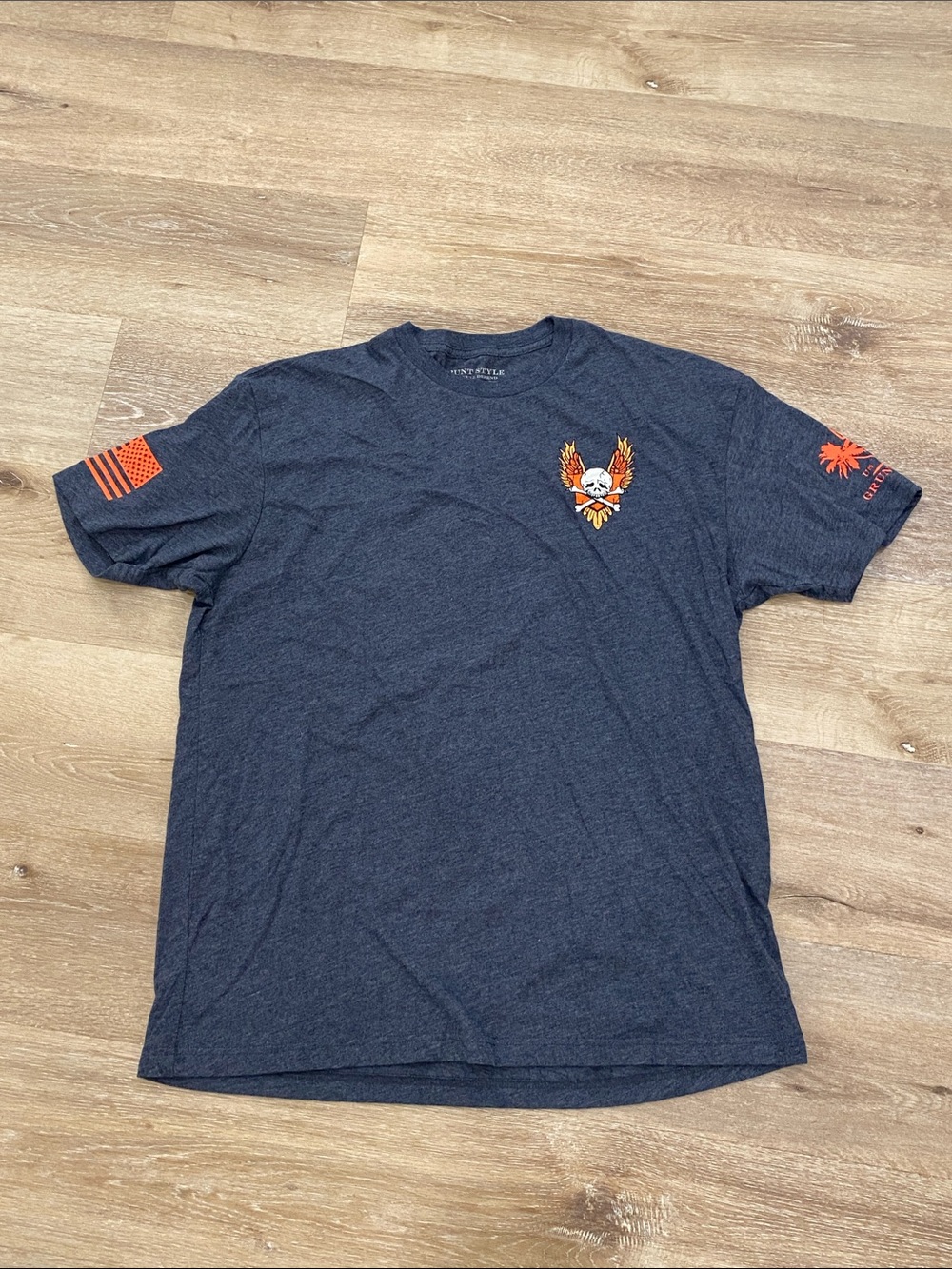 Grunt Style Patriot This We’ll Defend Club Tee Orange Skull Wings Eagle 🇺🇸